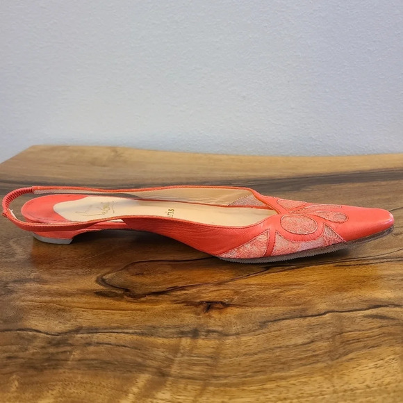 Christian Louboutin Coral Lace Slingback Flats - Picture 5 of 14